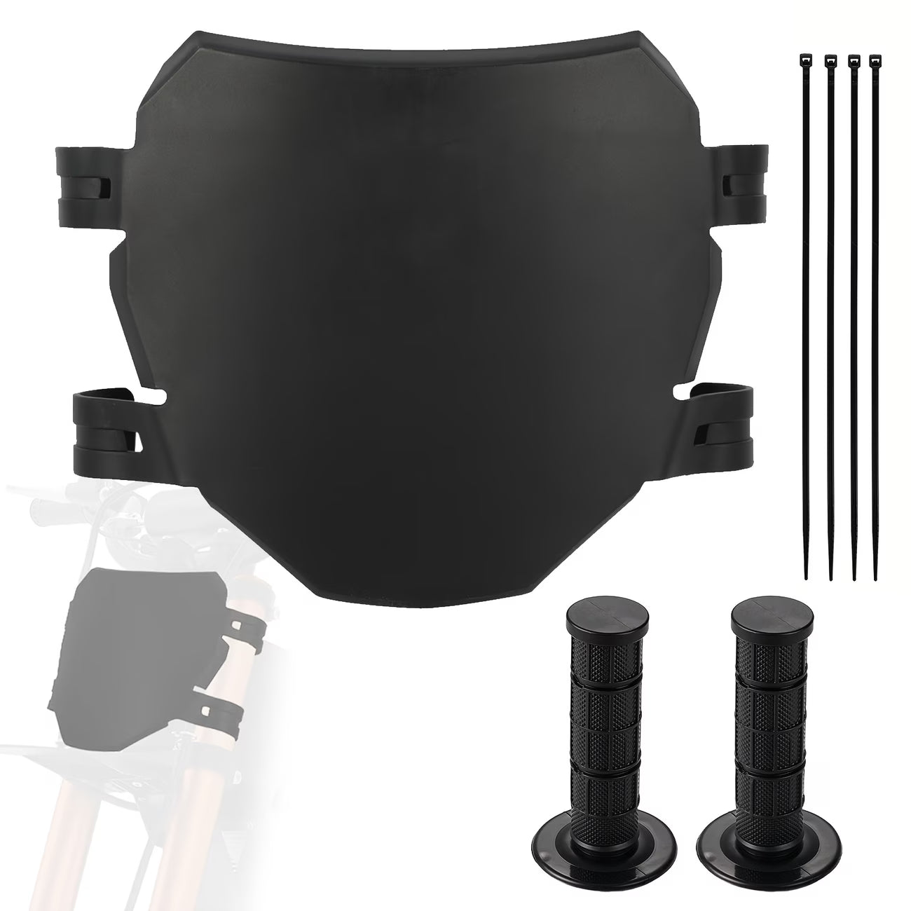 USTPO Front Number Plate Compatible for Ridstar Q20/Tutti Soleil/Surron Light Bee/Talaria X3/Sting MX3/MX4/E-Ride Pro/Macfox X1/X1S/X7/Super 73 Bike Plate with Handlebar Grip - Direct Replacement for Ebike & Electric Dirt Bike
